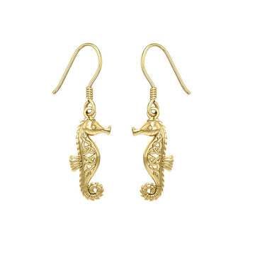 Celtic Knots Seahorse Solid Gold Earrings GER033 - Jewelry
